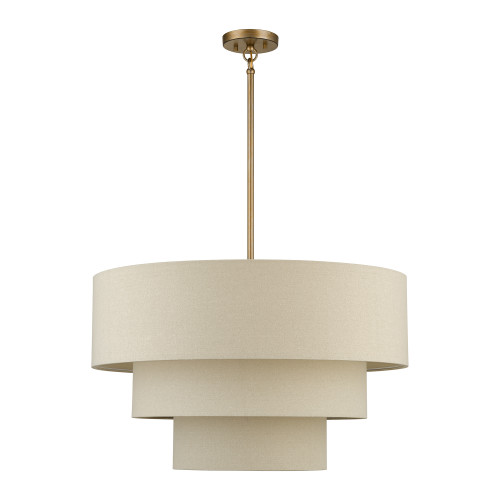 LIVEX LIGHTING 58878-48 5 Light Antique Gold Leaf Medium Pendant Chandelier