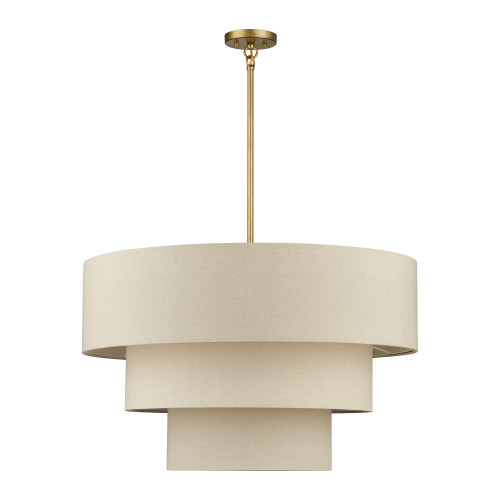 LIVEX LIGHTING 58879-48 8 Light Antique Gold Leaf Large Pendant Chandelier