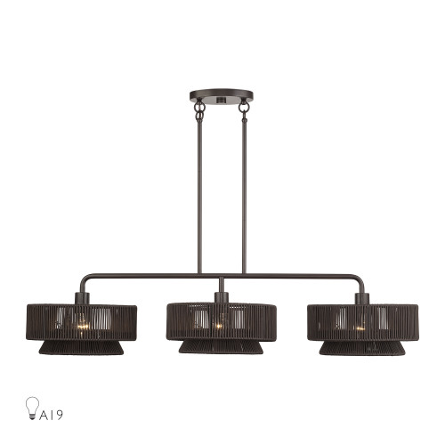 LIVEX LIGHTING 49143-92 3 Light English Bronze Extra Large Linear Chandelier