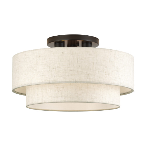 LIVEX LIGHTING 41945-92 3 Light English Bronze Large Semi-Flush