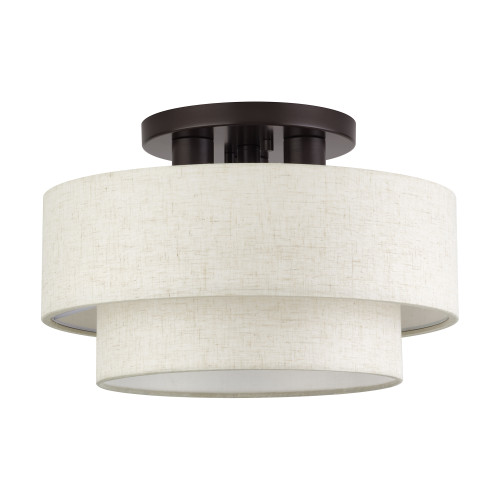 LIVEX LIGHTING 41944-92 3 Light English Bronze Large Semi-Flush