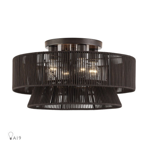 LIVEX LIGHTING 49148-92 4 Light English Bronze Extra Large Semi-Flush
