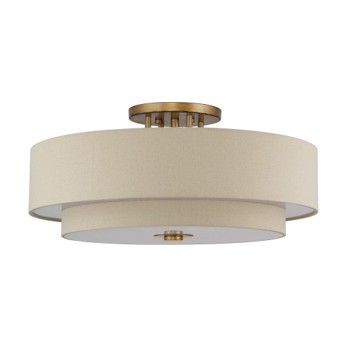 LIVEX LIGHTING 58857-48 6 Light Antique Gold Leaf Extra Large Semi-Flush