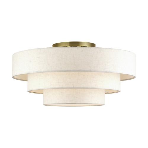 LIVEX LIGHTING 41948-01 5 Light Antique Brass Extra Large Semi-Flush