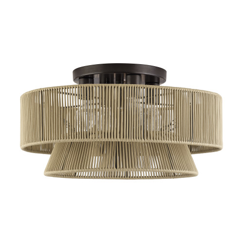 LIVEX LIGHTING 53168-92 4 Light English Bronze Extra Large Semi-Flush