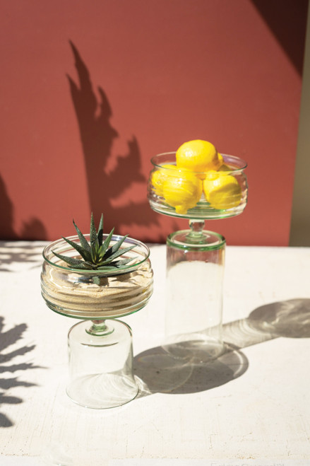 KALALOU CV2370 SET OF TWO GLASS COMPOTES WITH BASES