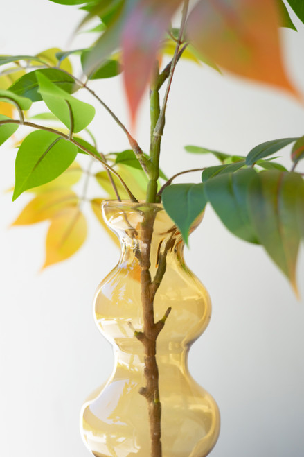 KALALOU CV2322 SMALL GLASS BUBBLE VASE - AMBER