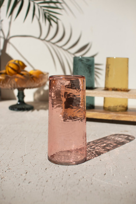 KALALOU NGLE1011 FOUR COCKTAIL GLASSES WITH WOODEN TRAY - ONE EACH COLOR