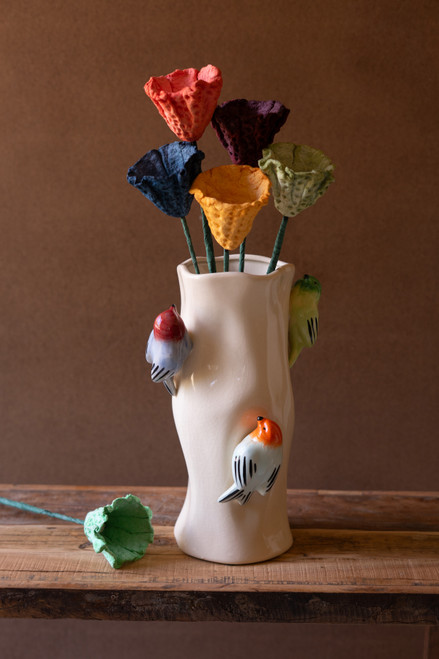 KALALOU NASC1048 SET OF SIX PAPER MACHE FLOWERS - ONE EACH COLOR #4