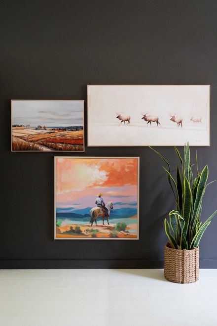 KALALOU CAR1776 FRAMED ACRYLIC PAINTING - COWBOY