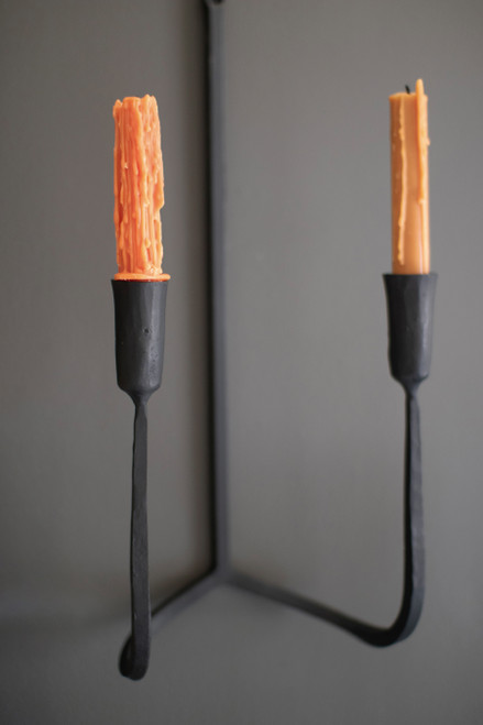 KALALOU NELE1004 FORGED-IRON DOUBLE TAPER WALL SCONCE