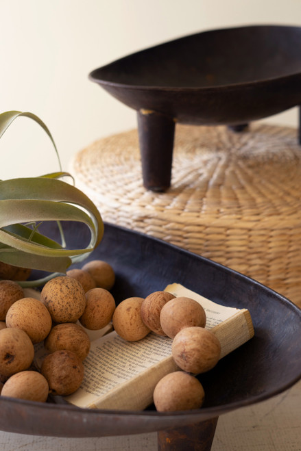 KALALOU NMCC1358 SET OF TWO OVAL IRON BOWLS