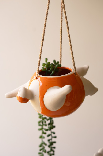 KALALOU CDV2337 SET OF TWO HANGING  CERAMIC SWIMMERS PLANTERS - ONE EACH