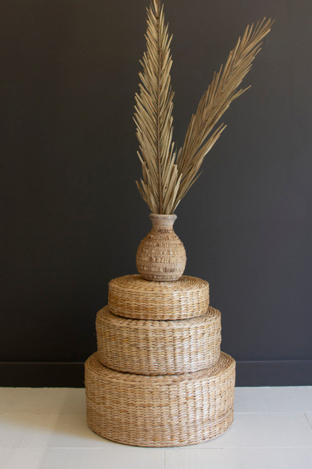 KALALOU CCH1240 SET OF THREE ROUND SEA GRASS RISERS