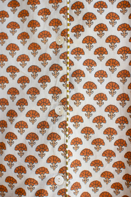 KALALOU NKRT1005 SHORT-SLEEVE PRINTED BUTTONDOWN DRESS WITH TRIM - BROWN - OSFM