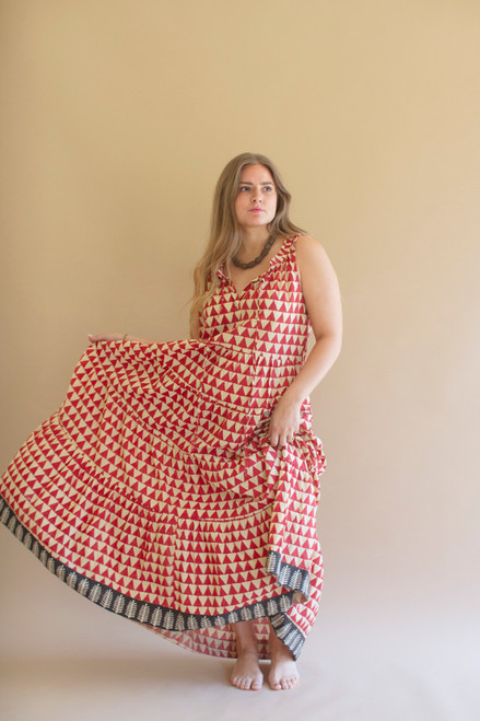 KALALOU NKRT1007 PRINTED SLEEVLESS MAXI DRESS WITH TIE FRONT - OSFM