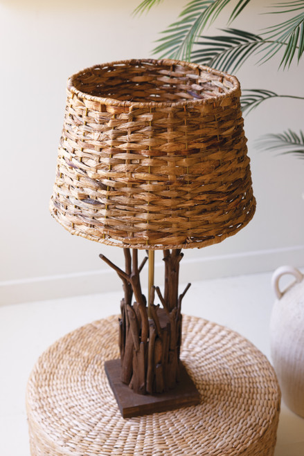 KALALOU CHR1079 DRIFTWOOD TABLE LAMP WITH WOVEN SEAGRASS SHADE