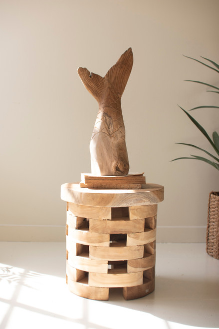 KALALOU DWA1063 TEAKWOOD FISH TAIL SCULPTURE