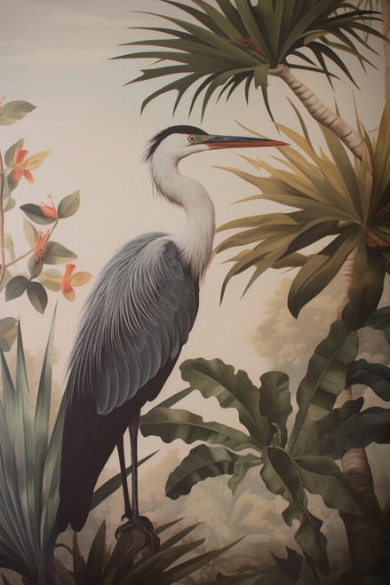 KALALOU CJCH1017 FRAMED HERRON PRINT WITH PAINTING DETAIL