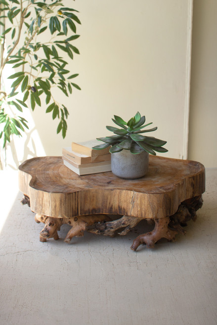 KALALOU CHF1037 MULBERRY ROOT AND WILLOW WOOD SERVING TRAY