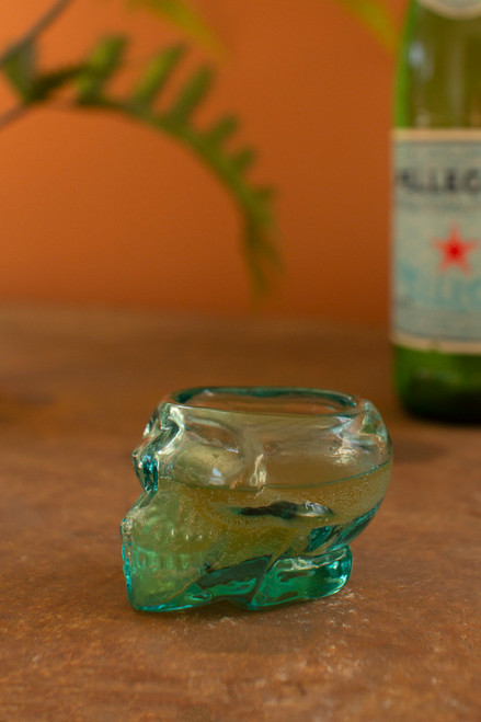 KALALOU CRL6075 RECYCLED CLEAR SHOT GLASS - SKULL
