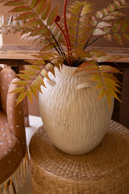 KALALOU CMAY1090 STONE COMPOSITE URN WITH FOUR HANDLES