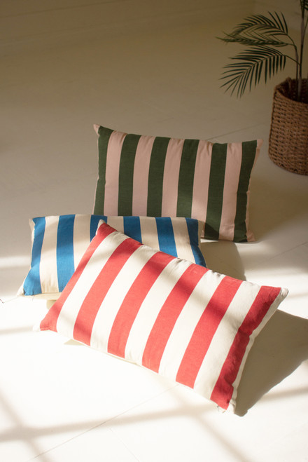 KALALOU NBC1020 SET OF THREE COTTON PRINTED STRIPED PILLOWS ONE EACH COLOR - 16X24 - ONE EACH COLOR