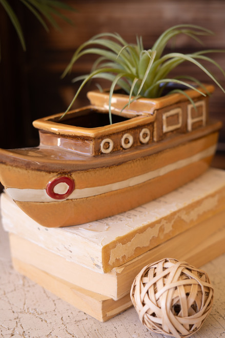 KALALOU CDV2350 CERAMIC BOAT PLANTER