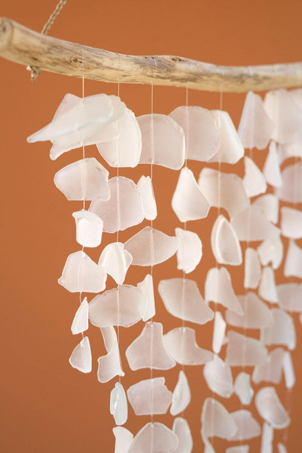 KALALOU DKM1010 DRIFTWOOD AND SEAGLASS CHIME - CLEAR/FROSTED