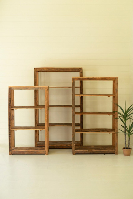 KALALOU NMCC1399 SET OF THREE RECYCLED WOOD SHELVING UNITS
