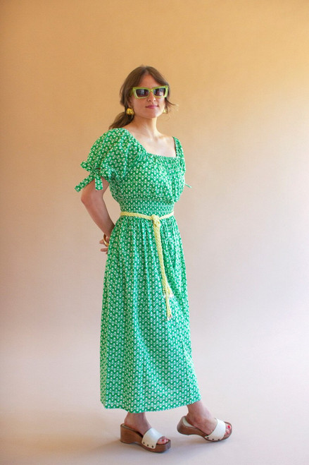 KALALOU NKRT1015 PRINTED OFF-SHOULDER SMOCK DRESS