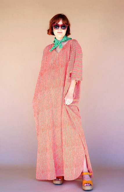 KALALOU NKRT1027K SAFFRON PRINTED BLOCK DRESS