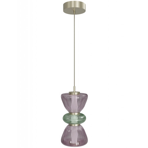 AVENUE LIGHTING HF8970-PGP Rosewood 9"W LED Pendant in Brass with Purple/Green Glass