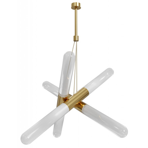 AVENUE LIGHTING HF7433-AB Tribeca 3-Light 32"W LED Pendant in Aged Brass/Ombre Glass