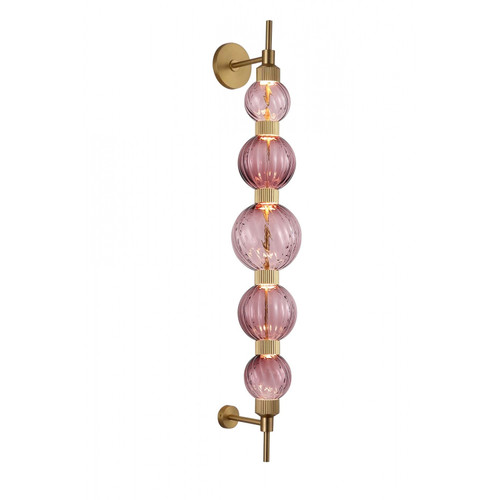 AVENUE LIGHTING HF7950-AB-PUR Zayna 5-Light 44"H LED Wall Sconce in Aged Brass/Purple Glass