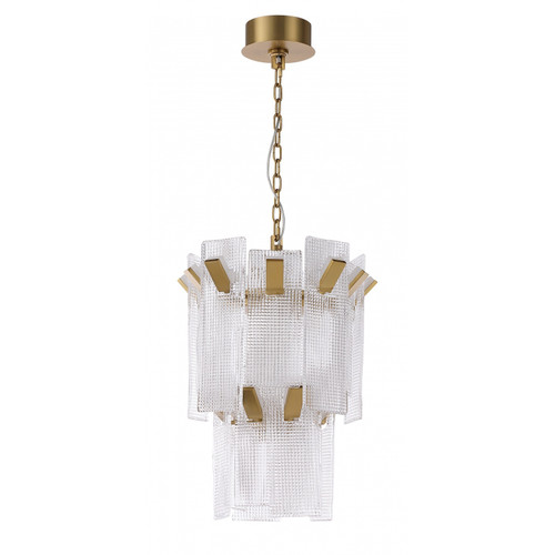 AVENUE LIGHTING HF7180-AGB Belmont 20"W 2-Tier Chandelier in Aged Golden Brass/Textured Glass
