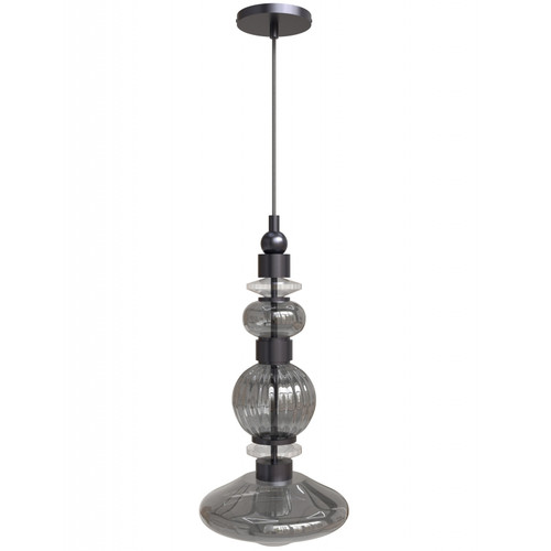 AVENUE LIGHTING HF7901-BK Avra 20" Bottom Stacked LED Pendant in Black/Smoked Glass