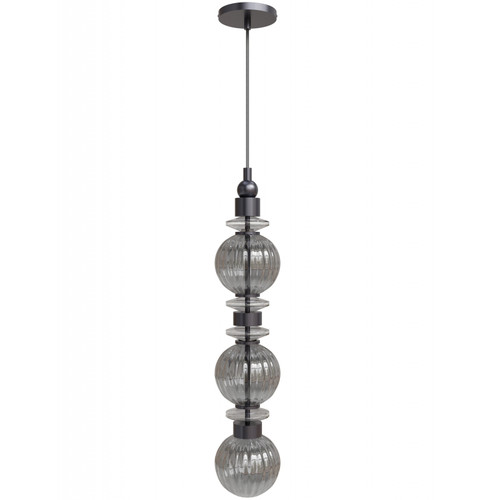 AVENUE LIGHTING HF7903-BK Avra 27"H Stacked LED Pendant in Black/Smoked Glass