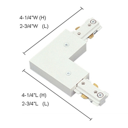 JESCO Lighting HLJSC H-System L-Connector with Powerfeed, Satin Chrome