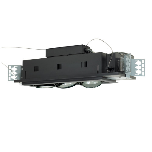 JESCO Lighting MGA175-3ESB Three-Light Double Gimbal Linear Recessed Low Voltage Fixture, Silver Trim/Black Gimbal/Black Interior