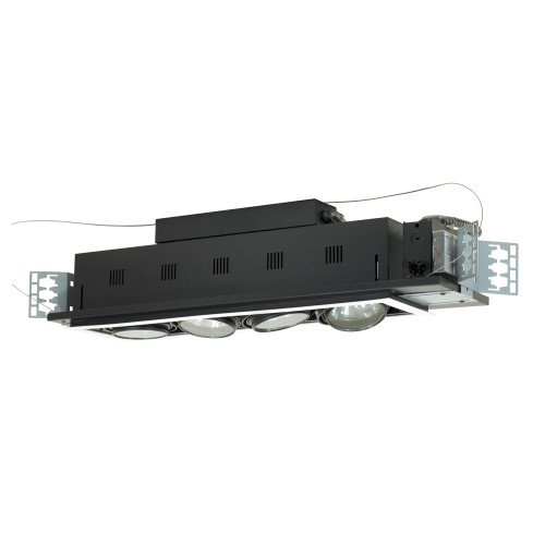 JESCO Lighting MGA175-4EWB Four-Light Double Gimbal Linear Recessed Low Voltage Fixture, White Trim/Black Gimbal/Black Interior
