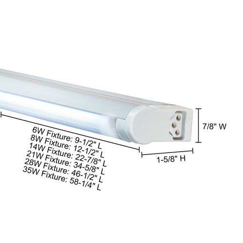 JESCO Lighting SG5A-6/30-SV Sleek Plus Grounded 6W T5 Bi-Pin Linear Fluorescent, 3000K, Silver