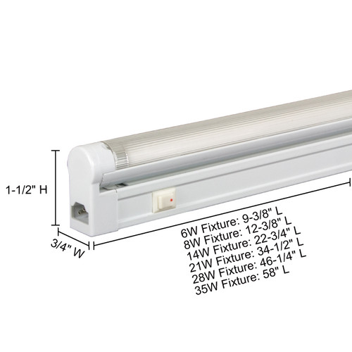 JESCO Lighting SG5-28/50 Sleek Plus Grounded 28W T5 Bi-Pin Linear Fluorescent, 5000K, White