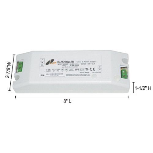 JESCO Lighting DL-PS-100/24-TB 96W 24V DC Hardwire Power Supply with Terminal Block Connection., White