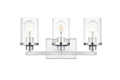 Living District Saanvi 3 Light Chrome and Clear Bath Sconce