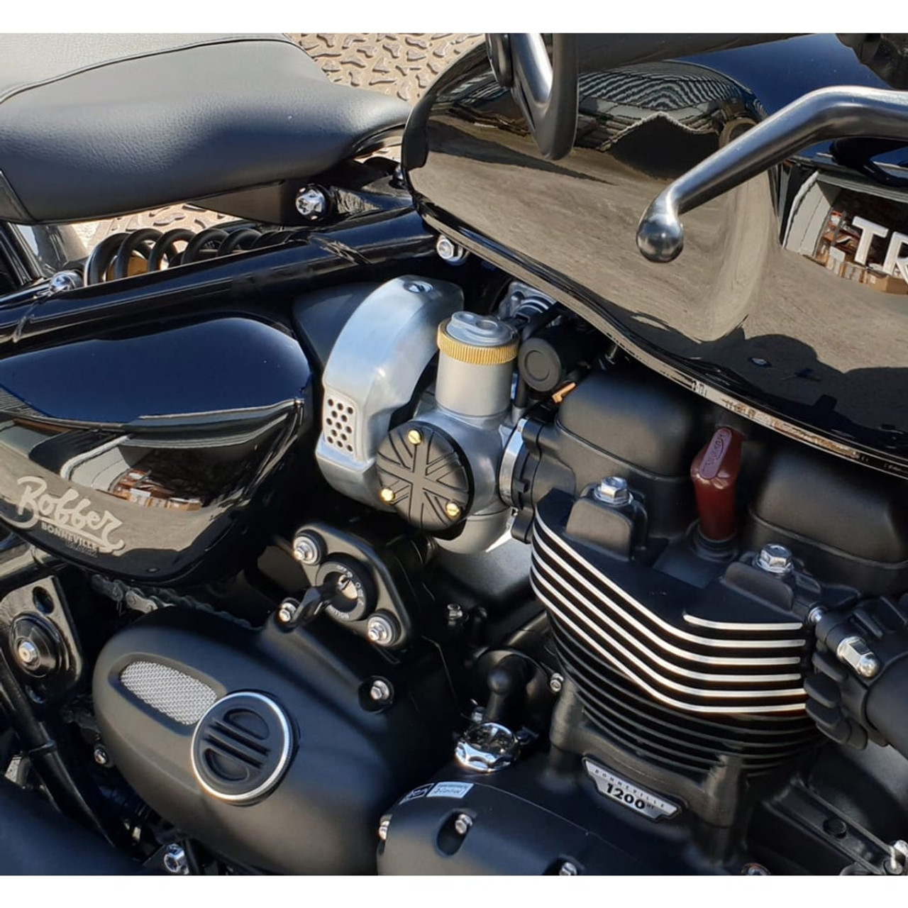 TPS Carb/Throttle Body Cover - Pair - Union Jack - Black
