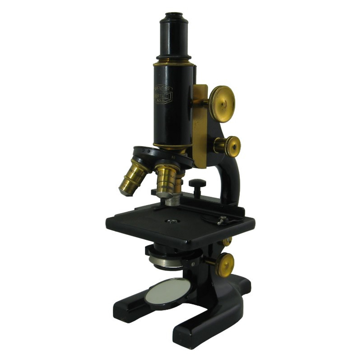 Spencer Monocular Microscope - Three Objectives, Mechanical Stage