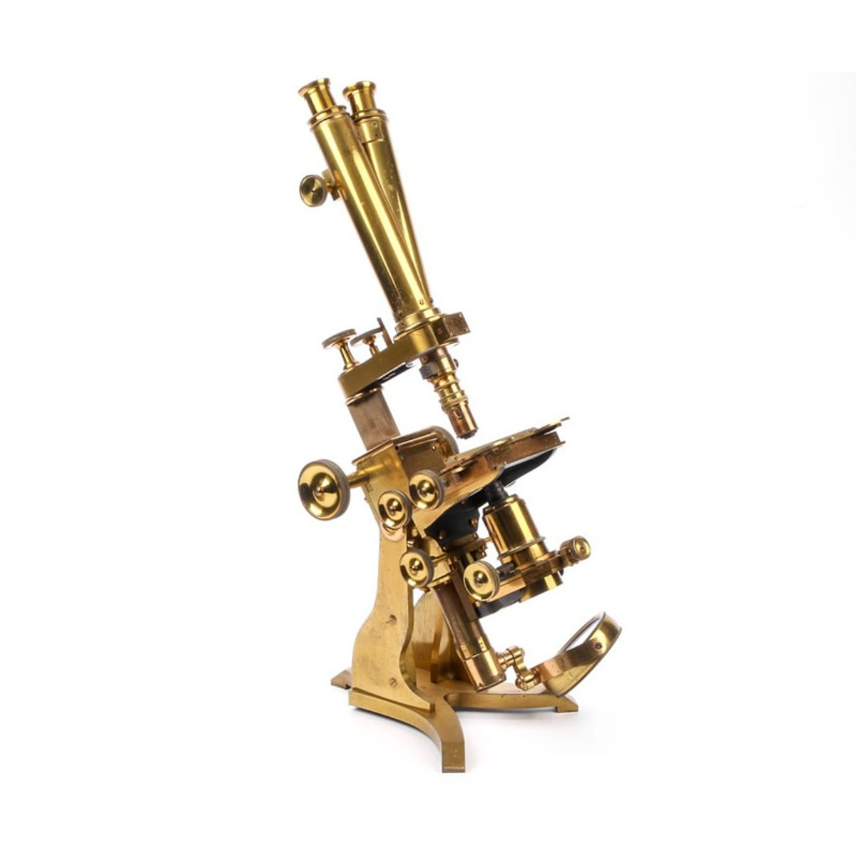 J.B. Dancer English Binocular Brass Microscope - Antique - New York  Microscope Company