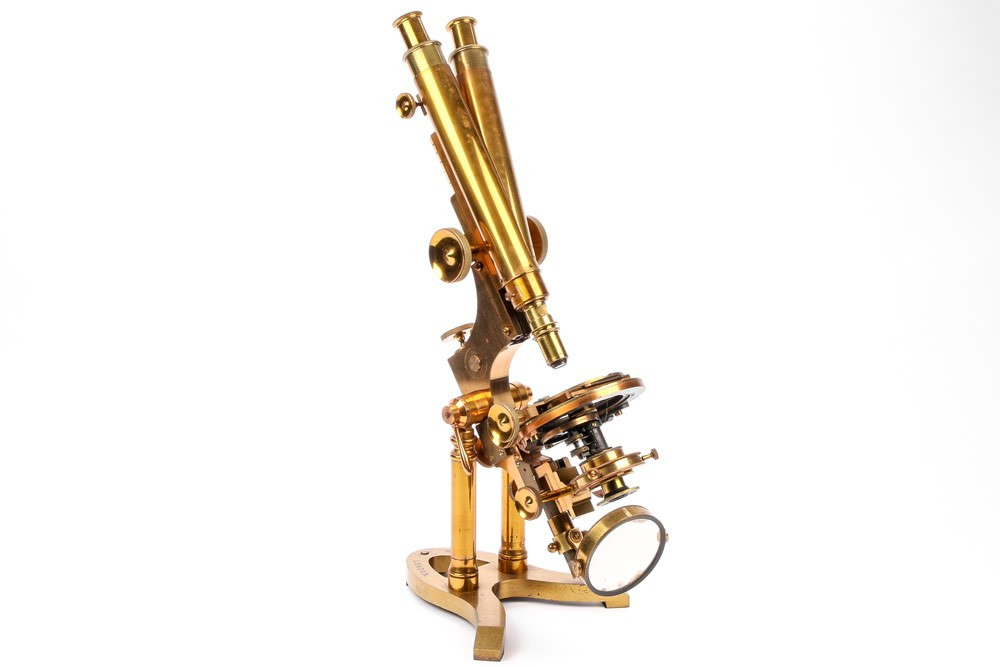 Ross Zentmayer English Brass Binocular Microscope Antique New York