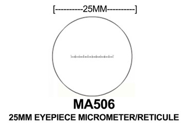 MA506 Eyepiece Micrometer, 10mm divided into 100 units, 25 mm diameter